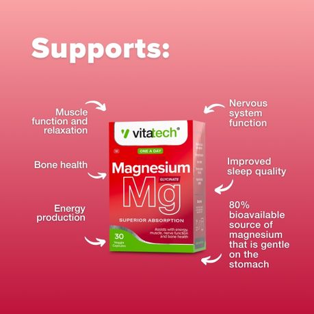 VITATECH Magnesium Glycinate 30 Veggie Capsules
